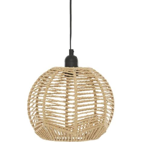 Atmosphera – Suspension en métal et corde beige D. 24 cm – Hauteur ajustable 19,5 cm – Douille E27 pour ampoule 40W – Design contemporain chaleureux (1/5)