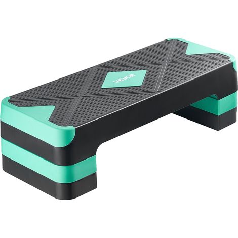 Pedana aerobica VEVOR da 71 cm, regolabile in altezza, con 4 gradini, antiscivolo, per allenamento cardio e di forza, blu e verde. (1/2)
