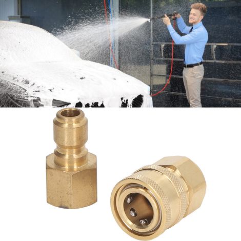Raccord rapide haute pression 5000 PSI pour pistolets à eau et tuyaux de lavage de voiture : mâle avec filetage interne M181,5 mm + femelle avec filetage interne M181,5 mm. (1/5)
