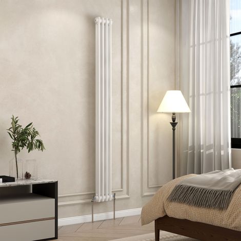AVER-GROWTH 2 Column Traditional Cast Iron Style Radiator White 1800x200mm (1/5)
