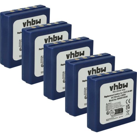 vhbw 5x Akku kompatibel mit Abitron TGB, TGA Funkgerät, Walkie Talkie (700 mAh, 6 V, NiMH)
