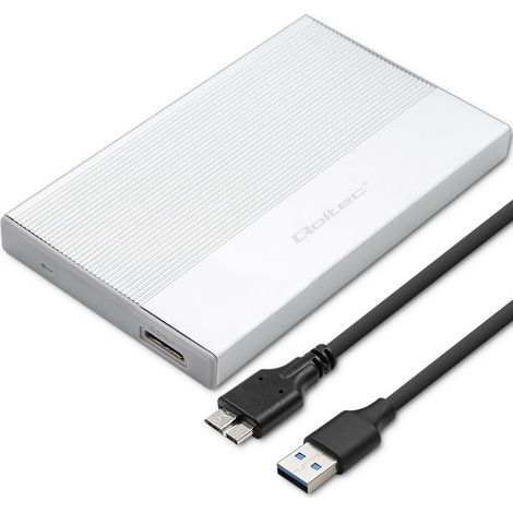 Case in alluminio Qoltec Alloggiamento per unità SSD/HDD da 2,5" SATA USB 3.0 Super Velocità 5 Gb/s 2 TB Argento (1/5)