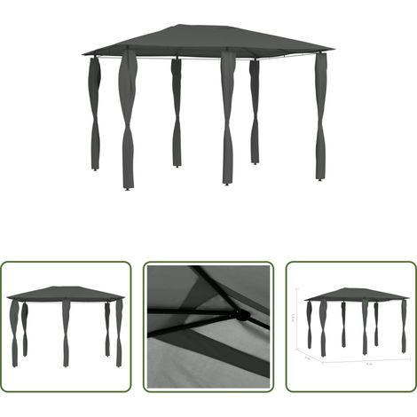 Außenbereich - Pavillon mit Pfostenabdeckungen 3x4x2,6 m Anthrazit 160 g/m² (1/5)