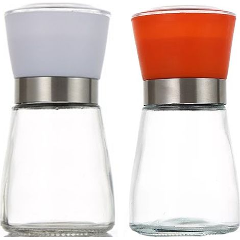 Moulin À Sel Et Poivre - Mécanisme De Broyage En Céramique Réglable - Corps En Verre Et Capot En Acier Inoxydable - Lot De 2 (1/5)