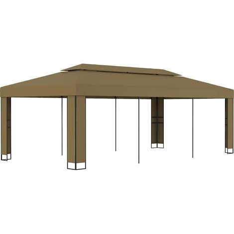 Tonnelle avec double toit 3x6 m Taupe 180 g/m² (1/5)