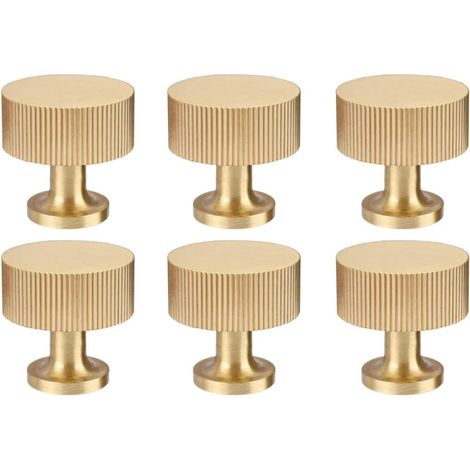 boutons/poignées de meubles en laiton massif pour tiroirs et buffets, boutons couleur or, poignées modernes (28 mm x 28 mm), finition laiton brossé (1/5)