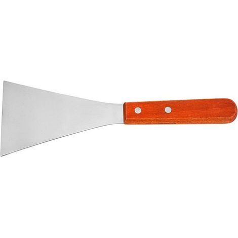 Spatule en acier inoxydable, spatule métallique pour poêle en fonte, spatule de nettoyage avec manche en bois, spatule de nettoyage de taille moyenne (1/5)
