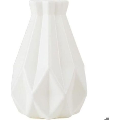 Vase à fleurs géométrique en céramique, vase simple et incassable pour la décoration intérieure (table de salon) - Blanc (1/5)