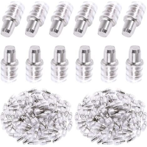 120pcs 5mm étagère goupilles avec des manchons en caoutchouc, métal nickelé armoire support goupilles support de livre étagère goupilles meubles étagères supports étagères goupilles (1/4)