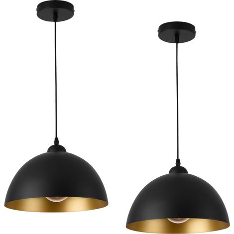 Juego de 2 lámparas de suspensión iluminación interior regulable en altura metal diámetro 30 cm negro oro 030005761