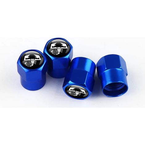 (Bleu Scorpion) 4 pièces bouchons de tige de valve de pneu automatique antivol couvercle hermétique de pneu de roue adapté pour Abarth Viaggio 500 Punto Ducato Stilo Bravo Palio (1/5)