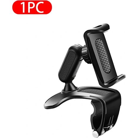 Support de téléphone pour tableau de bord de voiture, fixation par pare-soleil en ABS, support pour téléphone portable intégré au rétroviseur, rotation à 360°, accessoire (1 pièce)