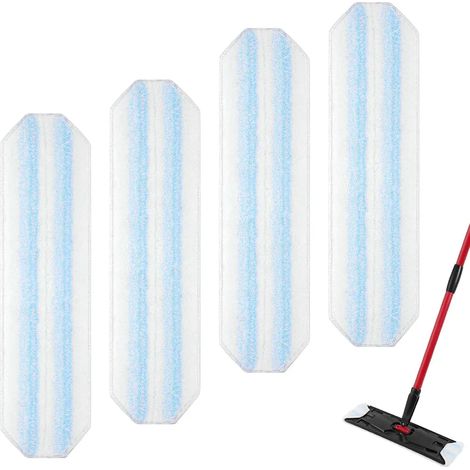 Lot de 4 lingettes de rechange pour balais à franges Vileda H2PrO, en microfibre, plates et réutilisables, pour le nettoyage des sols. (1/5)