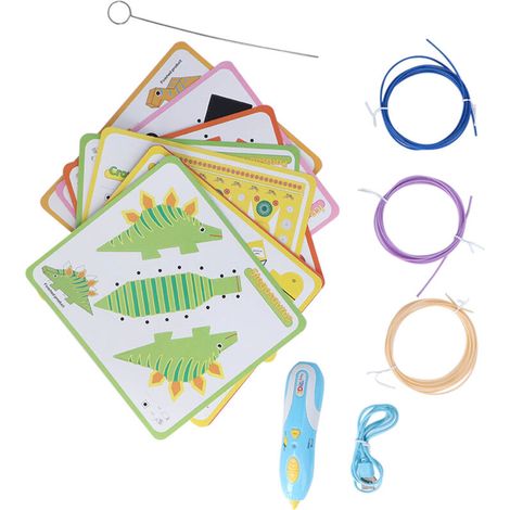 Stylo 3D Rechargeable Sans Fil Basse Température pour Enfants, Stylo à Dessin 3D Sécuritaire Bleu DC 5V (1/5)