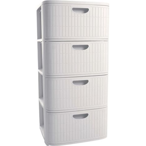 Stefanplast – Cassettiera Domus in plastica rigenerata bianca 4 cassetti – Dimensioni 40x40x80h cm – Leggera e mobile con ruote – Portata 7 kg per cassetto