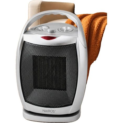 Elektrischer Heizlüfter, 70-Grad-Oszillation, einstellbares Thermostat, Hellgrau 3 Heizmodi(1500w) (1/2)