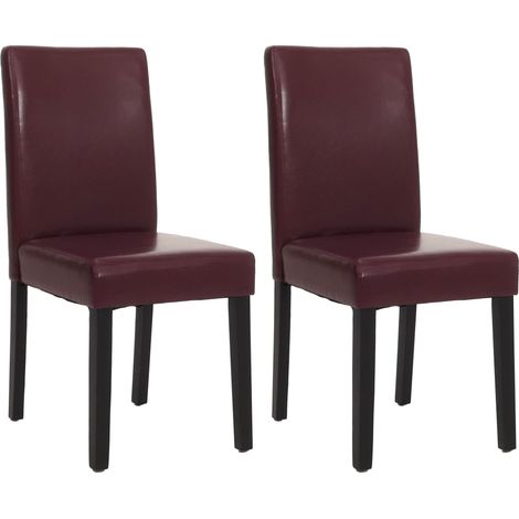 [NON UTILIZZATO] Set 2x sedie Littau ecopelle soggiorno cucina sala da pranzo 56x43x90cm rosso piedi scuri