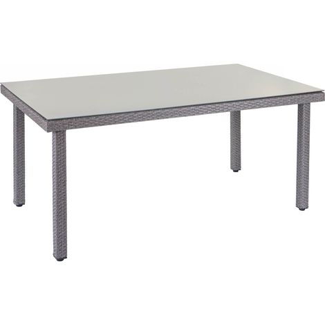 Poly-Rattan Gartentisch Chieti, Esstisch Tisch mit Glasplatte, 160x90x74cm grau (1/5)