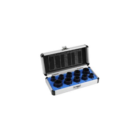 Ensemble de 10 extracteurs de vis endommagées Alliage pour écrous et boulons Mallette de transport incluse Compatible 9 à 19 mm (1/5)