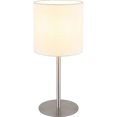 Lampada da tavolo Lampada laterale Lampada da soggiorno Paralume in tessuto Lampada da tavolo Lampada da comodino, tessuto bianco nichel, 1x attacco E27, DxH 18x40 cm