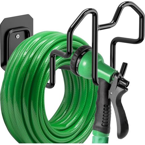 Support de tuyau d'arrosage,porte tuyau mural pour tuyau d'eau,rallonges électriques,tuyau de compresseur d'air,robuste et résistant à la rouille (1/5)