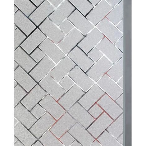 Film de fenêtre opaque autocollant motif grille écran de confidentialité 45x200CM (1/5)