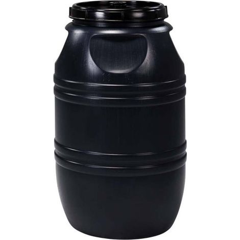 Fût en plastique de 220 litres, 100 x 60 x 60 cm  Conteneur idéal pour le stockage d'eau et de liquides (1/5)