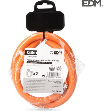 Kit tubo flessibile a due strati Butaflex 9x15mm 0,80 m (include 2 fascette) EDM