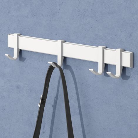 doporro Perchero de Pared con 4 Ganchos Deslizables, Aluminio, Instalación con Taladro o sin Taladro, Blanco Mate, 40 cm, Stalo-12