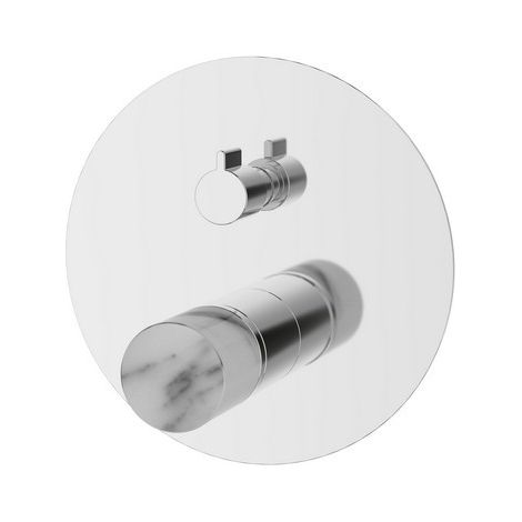 Miscelatore doccia con deviatore finitura cromo con dettaglio in marmo bianco  MARMO-BIANCO kamalu