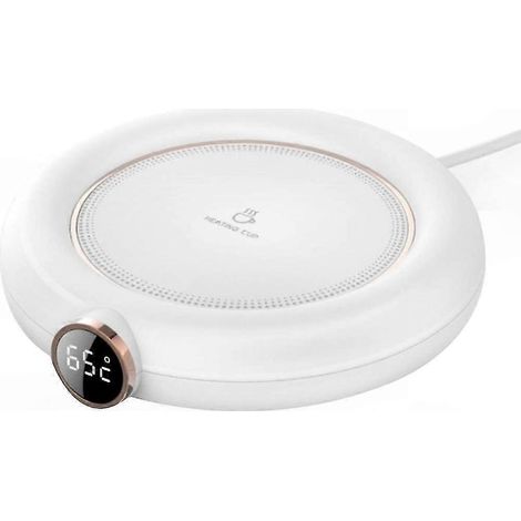 Chauffe-tasse USB blanc avec réglage de température, fonction d'arrêt automatique et 3 niveaux de chaleur, plateau chauffant LED ajustable pour maintien au chaud de votre boisson. (1/4)