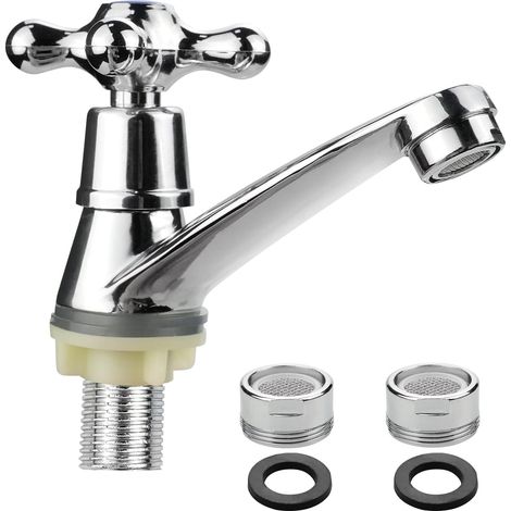 Bathroom Faucet Cold Water Sink Faucet Modern Sink Mixer Tap with Filter, Cross Handle Design for Home Bathroom Sink Basin Kitchen (1/5)