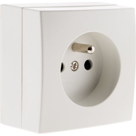 Zenitech – Prise de courant 2P+T – Pose en saillie – Bornes à vis – Puissance 3680W – Normes CE et NF – Compatible moulures standard (1/5)