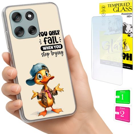 Funda para Motorola Moto G56 con foto, cubierta trasera con gráfico de pato y cristal (1/5)