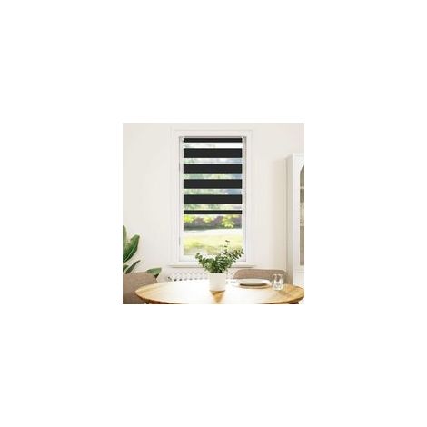 Rollo mit Zebramuster, 40,9 x 100 cm, Stoffbreite 36,7 cm, schwarz - Crezuo (1/4)