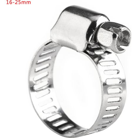 Set of Screw Band Worm Hose Clamps Stainless Steel Water Pipe Clip (16mm-25mm)