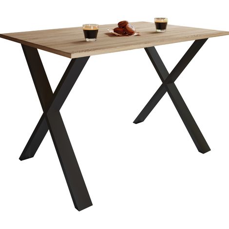 Mesa de comedor de madera VCM Premium  AL. 76 x AN. 110 x P. 50 cm  Mesa de comedor de cocina Mesa Xona X (Negro / Roble Sonoma)