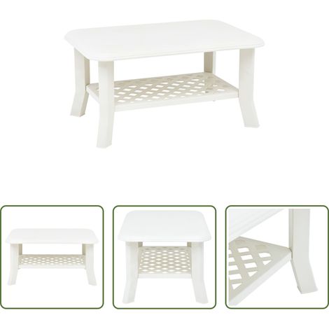 Table extérieure durable -  Table basse Blanc 90x60x46 cm Plastique (1/5)