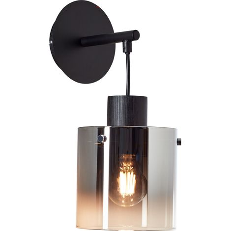 Brilliant Lampe Simonis Wandleuchte schwarz/rauchglas Aluminium schwarz 1x A60, E27, 52 W