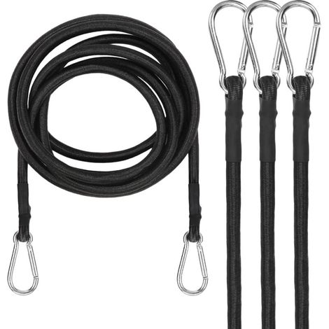 [NIEMALS VERWENDET] Pack verstellbare Metall-Bungee-Seile, extra starkes Gepäck-Bungee-Seil für Auto, Fahrrad, Camping, Reisen – 100 cm – Schwarz