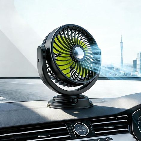 Ventilador para coche - Radiador de coche - Enfría en cualquier momento y lugar - Rotación de 360 grados - 12 voltios - Negro (1/5)