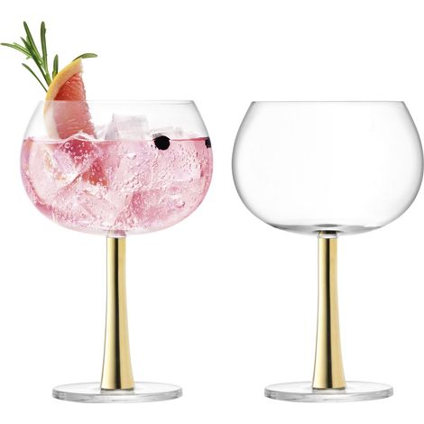 Lot de 2 verres ballon Gin, 420 ml, dorés (1/5)