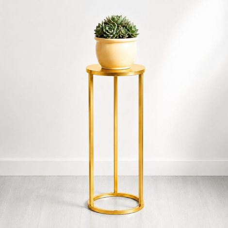 Dandibo – Tabouret à fleurs en métal doré 50 cm – Support moderne pour plantes – Table d'appoint stable – Charge max 30 kg