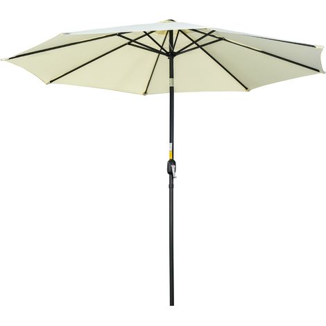 Ombrellone da Esterni Inclinabile a 8 Stecche con Manovella, Ombrellone da Giardino in Metallo e Poliestere, Ø295x250 cm, Beige