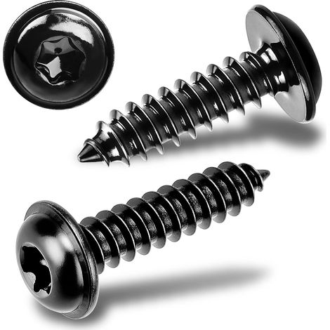 40 Pièces Vis a Bois Torx Noir Tete Plate M5 x 25 mm Vis Penture Inox 304 A2 V4A à Tête Bombée Autotaraudeuse avec Rondelle pour Panneaux Acoustiques à Tête Plate Torx (1/5)