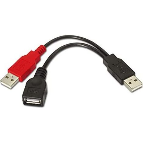 Aisens - usb 2.0+cavo di alimentazione, tipo a/m+a alimentazione/m-a/h, nero, 15cm (1/2)