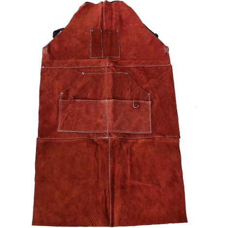 Tablier de soudure en cuir véritable, tablier résistant avec 6 poches, grande taille 42 pouces pour protection maximale (1/5)