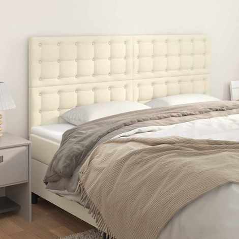 vidaXL Cabecero de cama color crema 200x5x118/128 cm Piel sintética (1/5)