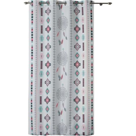 Rideau a oeillets 140 x 260 Indilla blanc menthe (1/2)