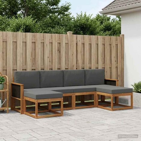 vidaXL Outdoor-Sofagarnitur 6 pcs Natur und Anthrazit Polyester (1/5)